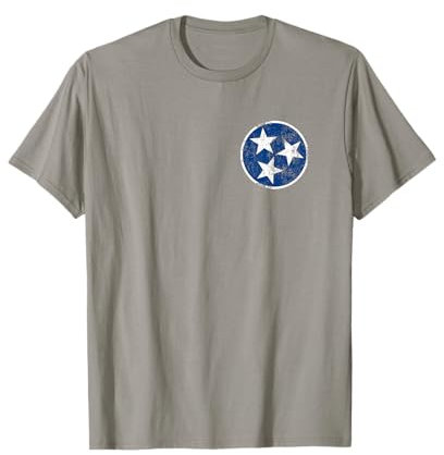 T-shirt avec poche bleue et blanche motif drapeau du Tennessee T-Shirt