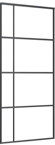 vidaXL Puerta Corredera Herrajes Entrada Corrediza Deslizante Cuarto de Baño Salón Sala de Estar Habitación ESG Vidrio y Aluminio Negra 90x205 cm