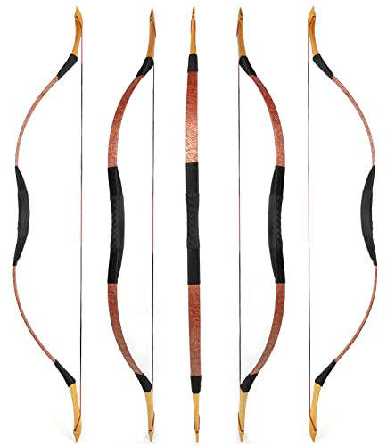 wolfman Traditionelles Bogen Recurvebogen Langbogen Sportbogen Bogenschießen Jagdbogen handgefertigter Holzbogen asiatischer mongolischer Bogen für Erwachsene Teenager Linke rechte Hand(X, 35Lbs)