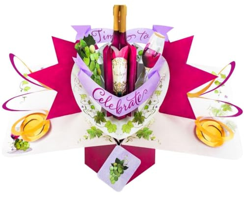 Red Wine Pop Up Greeting Card Time To Celebrate Birthday Or Any Occasion 3D Cards POP226