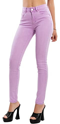Toocool Damenjeans Skinny Slim Stretch Enganliegend VI-8006, Lila, S