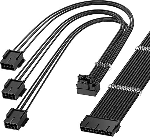 Bangfun Câble d'extension GPU 16 broches mâle vers 3 x 8 broches femelles
