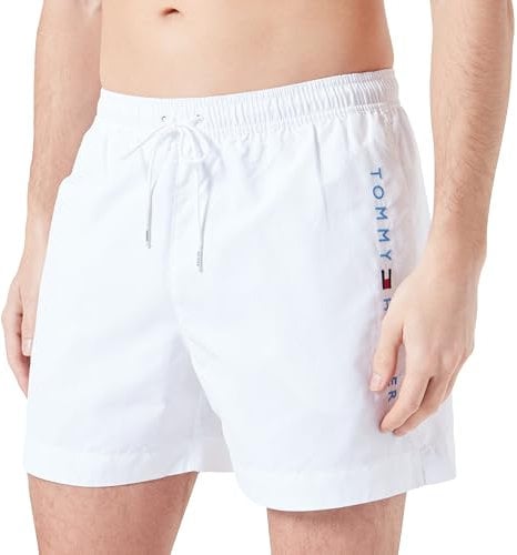 Tommy Hilfiger Short de Bain Homme Medium Drawstring Mi-Long, Blanc (Th Optic White), L