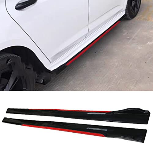 Auto Seitenschweller Flügeldiffusor für Volkswagen VW Passat CC Arteon ID.4 ID.5 Bora Jetta Golf CrossGolf,Universal Trittbretter Seitenschürze Seitenrock Splitter,A/BlackRed