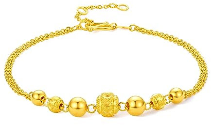 999 24K Massivgold Armbänder für Damen, echtes reines Gold einfacher Schmuck Gold perlen-Gold ketten armband für Männer Teenager Mädchen Jungen Paare Liebhaber Geschenke 1