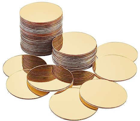 PH PandaHall 50 Stück Goldene Runde Spiegel Zum Basteln Selbstklebende Spiegelfliesen Acryl Bastelspiegelkreise Kleine Spiegelkreise Wandaufkleber Für Bastelarbeiten Kunst DIY Projekte Rahmen