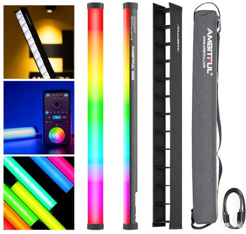 AMBITFUL A2PRO A2 PRO Vollfarb RGB Röhrenlicht, CRI 95 TLCI 97 Genaue Farbe,2500K-8500K einstellbar,RGB CCT HSI Modus, 26 Fx Lichteffekt,APP Control Unterstützung (A2PRO)