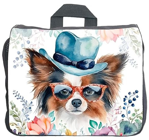 Cadouri Hundezubehörtasche mit Papillon - Aufbewahrungstasche mit Hunderasse für Hundebesitzer - originelles Geschenk - handgefertigt