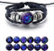 Zodiac Signs Spirit Bracelet, Handmade Woven Multilayer Adjustable 12 Constellation Zodiac PU Leather Bracelets Unisex, Glow in the Dark Zodiac Jewelry Gifts For Women Men (Pisces)