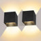 Kingwei 2 Stücke LED Wandleuchte Innen/Außen 12W Up Down Wandlampe Warmweiß 3000K Außenwandleuchten IP65 Wasserdichte Mit Einstellbar Abstrahlwinkel Wandbeleuchtung Schwarz