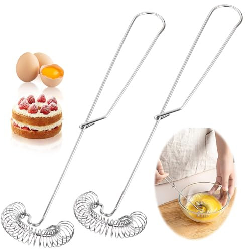 2 Stück Mini Spring Schneebesen, Schneebesen kugeln Schneebesen Mini Silber Spiralbesen Schneebesen Edelstahl Spiralschneebesen Mini Schneebesen Edelstahl Koch- und Küchenhelfer, Spülmaschinenfest