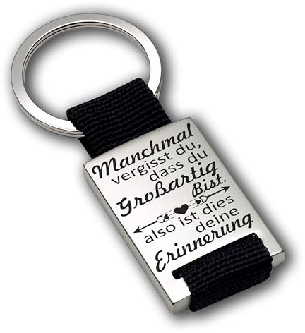 Lieblingsmensch Gravur Edelstahl Schlüsselanhänger mit Textilband | Manchmal vergisst du dass du Großartig bist | Geschenk für Freunde und Arbeitskollegen | hochwertige Lasergravur | Made in Germany