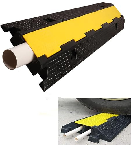 Canalina Passacavi Calpestabile, Rampe di Protezione per Cavi In Gomma A 1 Canale, con Coperchio In Plastica Gialla Copertura per Cavi A Pavimento Collegabile Canale per Cavi Protezione ( Color : 1 Pa