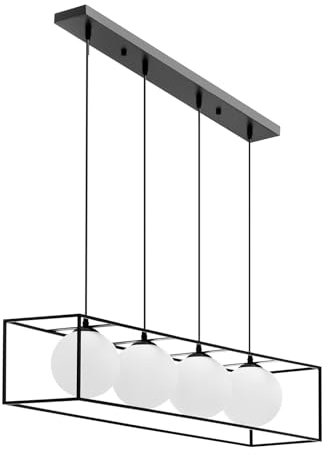 Uniprodo UNI_LD_17 Pendelleuchte 4 Leuchtmittel G9 25 W Glaskugeln in Eisenrahmen Hängelampe Hängeleuchte Pendellampe Deckenlampe