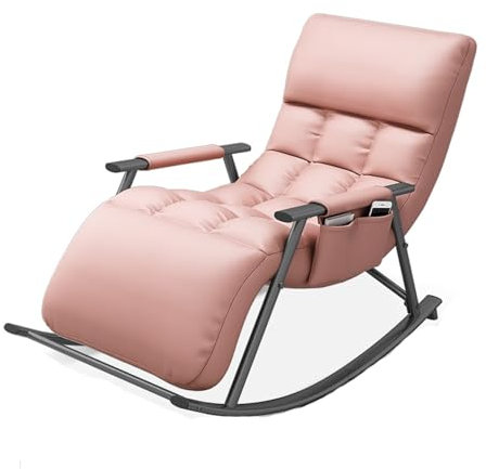 LILLIE Sessel Wohnzimmer,schwingsessel,Sessel Schlafzimmer,lesesessel,schaukelstühle,Relaxsessel mit Armlehne,für Schlafzimmer, Wohnzimmer, Balkon,gepolstert, Metallgestell,orange Farbe (Color : Pink