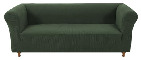 GAMUKAI Stretch Chesterfield Sofabezug, Jacquard-Stoff-Schonbezug für 3-Kissen-Sofa, rutschfest, haustierresistent, Möbelschutz, weicher Wohnzimmer-Sofabezug (Olivgrün, Sofa)