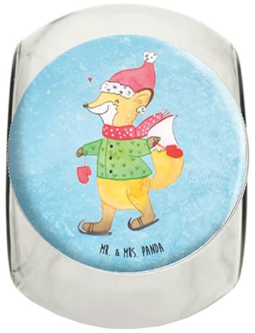 Mr. & Mrs. Panda Bonbonglas Fuchs Schlittschuhe L 870ml - Geschenk, Weihnachtsmann, Heiligabend, Weihnachtstage, Weihnachtszeit, Wintermotiv,