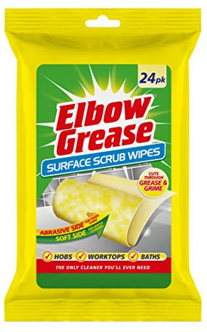 Surface Scrub Wipes - Powerful Double-Sided Cleaning Wipes (24-Pack) by Elbow Grease (1, 24 Wipes per Packs)