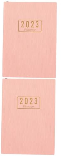 EXCEART 2st 2023 Notizblock Angebot Beachten Kalender Journal Notizbuch Tragbarer Akademischer Planer Agenda 2023 Tagesplaner Geschäftskalender 2023 Rosa Kunstleder Blinddarm Multifunktion