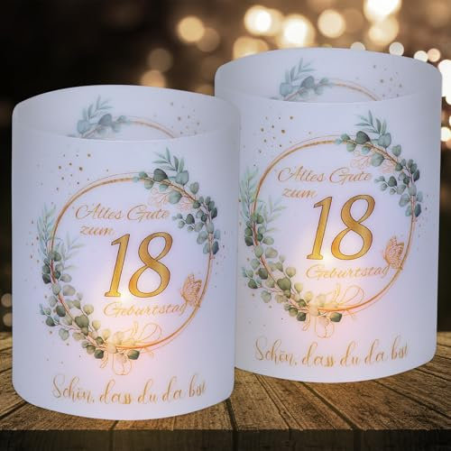 16 Windlichter 18 Geburtstag Tischdeko 18 Happy Birthday Tischdeko 18 Geburtstag Männer Deko 18 Geburtstag Frauen Deko, Teelichter oder Kerzen