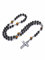 PiercingJak Rosenkranz Kette Herren Katholische Kreuz Kette Damen Halskette mit Hämatit Kreuz Anhänger Lavasteine Schmuck Christlich Religiöse Gebet Konfirmation Taufe Geschenke für Männer
