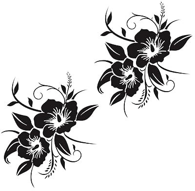SOESFOUFU 2Stücke Blumenmuster Autoaufkleber Ausgefallene Dekorative Aufkleber für Autos Chic Car Decals für Karosserie und Fenster Perfekte Autoaccessoires für Frauen