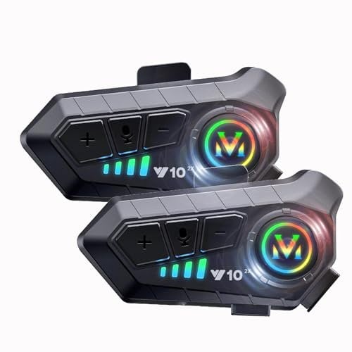 Motorcycle Intercom 2 Pack Helmet Bluetooth Headset With Mic Motorcycle Waterproof Headphones Wireless Noise Cancelling Earphones Motorbike Communication System Headphones Bluetooth Helmet Speakers