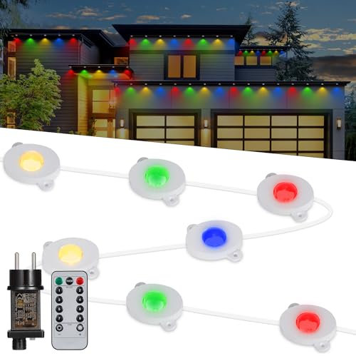Tacobey Guirlandes de Noël pour Avant-toits, 15m 36 LED Guirlande Lumineuse Multicolore, Guirlande Lampe Electrique avec Télécommande, Minuterie, 8 Modes, Decoration de Noël Exterieur et Interieur