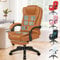 ELFORDSON Executive Office Chair with 8-point Massage Seat Heated, PC Desk Gaming Chair with Armrests Footrest High Back 150° Recliner Tilt Padded Swivel PU Leather, Brown
