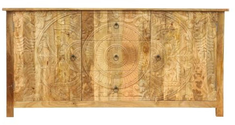 Sideboard Nanda indische Kommode aus Mangoholz mit Schnitzerei Oriental Schlafzimmer mit Schubladen Natur 180 cm
