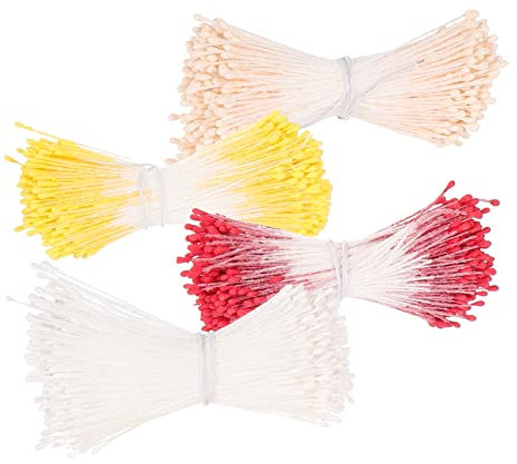 Zerodeko Blumenkern Bündel Mit Doppelten Blüten Und Matte Stiele Blumendraht Für Blumendekoration Blumen Mit Runder Spitze Für Torten Und Feiertagsdekoration