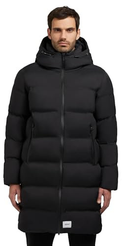 khujo Herren Lange Steppjacke Wintermantel mit Wasserdichten Reißverschlüssen und Kapuze Caius2-YM Black Gr. XXL