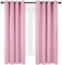 Deconovo Verdunkelungsvorhänge mit Ösen Blickdichte Wohnzimmer GardinenDicke Thermovorhang Kälteschutz Thermogardine mit Linienmuster, 180x140 cm(HöhexBreite), Rosa, 2er Set
