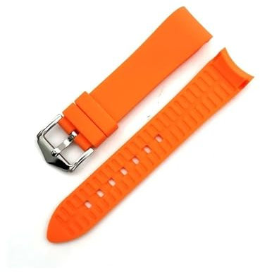 TVKSIPAR Bracelet En Silicone 18/20/22/24mm, Adapté For Seiko, For Montre De Sport For Swatch, Accessoires À Extrémité Incurvée, Bracelet De Remplacement(Orange,22mm)