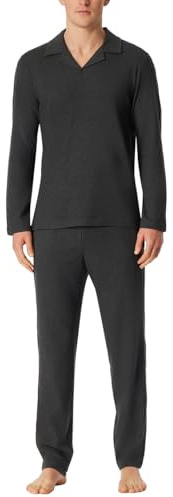 Schiesser Herren Herren Schlafanzug Lang mit Kragen Polokragen - Interlock - Selected Premium Warming Pyjamaset