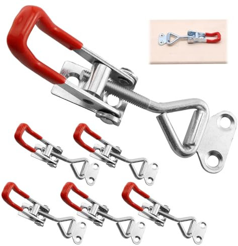 6 Pezzi Chiusura a Leva Regolabile in Metallo, Morsetti a Ginocchiera Regolabili GH-4001 Chiusura Gancio Pieghevole Compatibile per Armadietto Cassetto Porta Finestra Capacità di Carico 100 KG