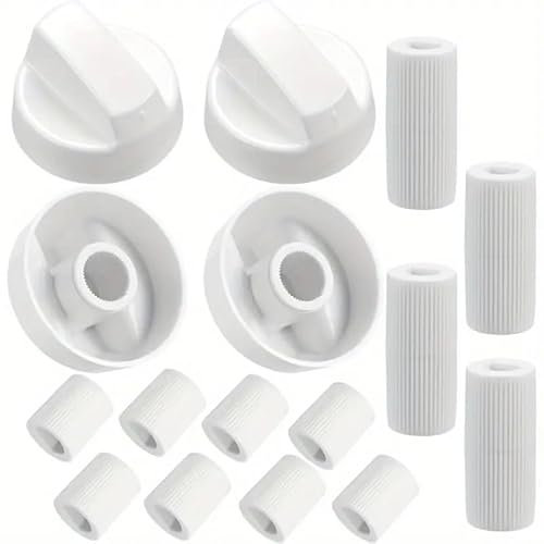 CHEFZOCO Manija perillas mando Universal para Horno, Perilla placa de vitrocerámica, Perillas de Cocina, Manija cocina de gas, Incluye adaptadores, 4 cm diámetro total, Pack 4 unidades, Blanco