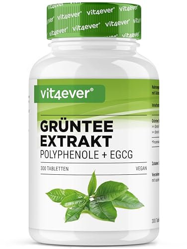 Extrait de thé vert 300 comprimés hautement dosés - 2000mg d'extrait, 300mg d'EGCG & 1100mg de polyphénols par dose journalière - végétalien
