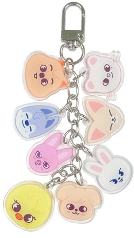 Porte Clé Anime, Porte Clef Acrylique Cartoon Double face Pendentif Porte Clé Accessoire Cadeau pour Enfants et Les Fans d'Anime