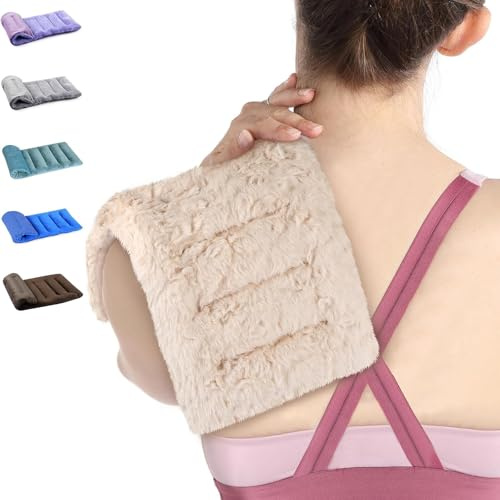 SuzziPad Microwavable Heating Pads for Discomfort Reducing, 7x16 Heating Pad Microwavable, Muscle Ache, Soothing Fatigue for Neck and Shoulder, Rice Heating Pad Microwavable, Warm Compress, Beige