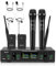 SOWOITIG Micro Cravate sans Fil avec Micro Casque et micros à Main – Système Professionnel UHF à 4 canaux, portée de 90 m pour église, karaoké, Mariage, fête et réunion de Famille