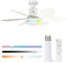 LMYDIDO 20.5'' Ceiling Fans with Lights and Remote Control, 40W Dimmable RGB LED Ceiling Fan with 6 Blades, E27 Converter Base, 3 Speeds 3 Colors Modern Fan Lamp for Bedroom, Living Room, Kitchen