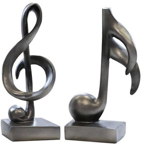 TAG2 BY SUZENNA Set Moderne Skulpturen, 2 Stück als Set, Deko Objekt ' Musik ', Notenschlüssel und Violinschlüssel, Poly Höhe 18 cm, Platinfarben BZW. Anthrazitfarben, tolle Geschenkidee
