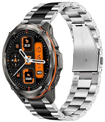 Lamshaw Metal compatible con KOSPET Tank T3 1,43 pulgadas smartwatch pulsera de acero inoxidable compatible con pulsera KOSPET Tank T3 smartwatch., 22mm, Silicona, No es una piedra preciosa