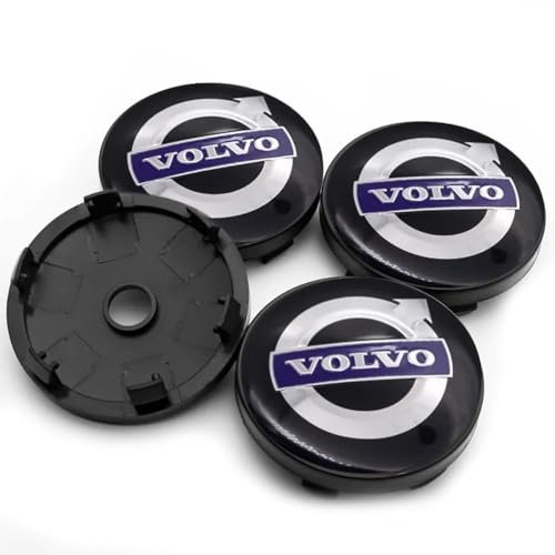 4 Stück Auto Nabenkappen für Volvo 60MM,Radnaben Ersatzrad Abdeckungen Felgendeckel Radnabenabdeckung Radmutterkappen Wasserdicht Felgen Zubehör,A