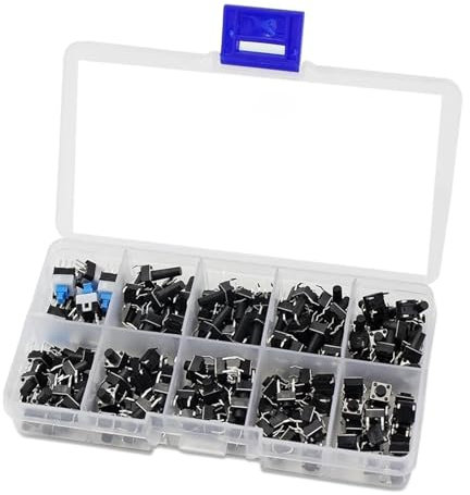 DAISHUJIE Conectores Kit Surtido de 180 interruptores táctiles momentáneos de 10 valores for Arduino, 6 x 6, 4,3 mm a 13 mm, Dip 4P.