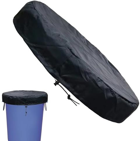 Couvercle pour Fût Gallon, Couvercle De Baril d'eau avec Cordon De Serrage, Protection pour Tonneau Extérieur Terrasse Jardin Pelouse Véranda