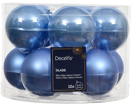 Kaemingk Palline di Natale in vetro 6 cm x 10 pezzi – opaco e lucido – Palline per albero di Natale – Decorazioni per albero di Natale & decorazioni per albero di Natale – blu cielo