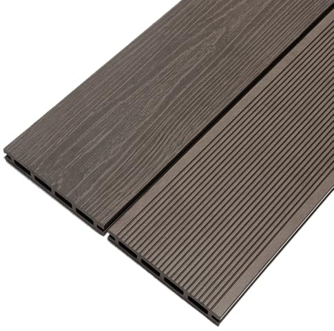 YOEVU - Pack 2 Lama de composite WPC, 2,2m x 14,5cm x 2,2cm, marrón café | Resistente a la intemperie, antideslizante, fácil de instalar, Para terrazas y exteriores