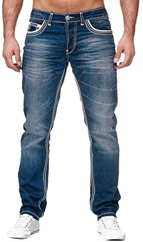 Jean Regular Homme Regular Fit, Jeans Homme Coupe Droite Straight Jeans Fermeture Éclair Jeans Denim Pantalon Slim Fit Grandes Tailles Pantalon Sport Décontracté Pantalons Couleurs Abandonnées